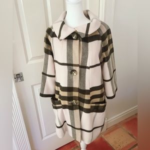 Marc Jacobs Plaid Coat in Cream and Brown